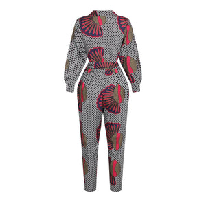 Women's V-neck Long-sleeved Jumpsuit