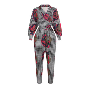 Women's V-neck Long-sleeved Jumpsuit