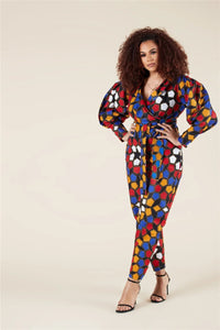 Women's V-neck Long-sleeved Jumpsuit