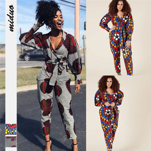 Women's V-neck Long-sleeved Jumpsuit