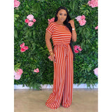 Women's Loose Print Striped Jumpsuit