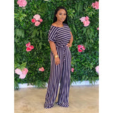 Women's Loose Print Striped Jumpsuit