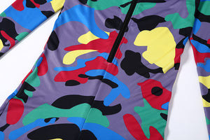 Zipper Camouflage Jumpsuit