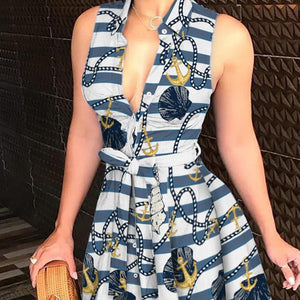 Women's V-neck Printed Dress