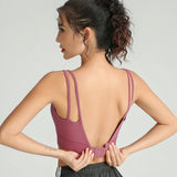 Gathered Vest-Style Sexy Yoga Fitness Bra