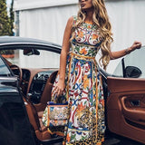 Sleeveless Midi Retro Print Dress