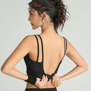 Gathered Vest-Style Sexy Yoga Fitness Bra