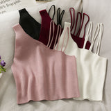 Sexy Slanted Shoulders Crop Tops